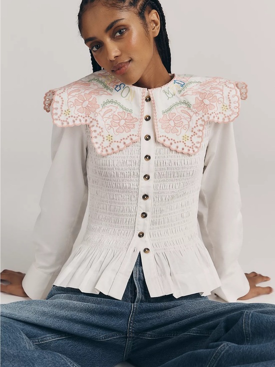 Damson Madder Tops - NWT DAMSON MADDER FERN EMBROIDERED BLOUSE